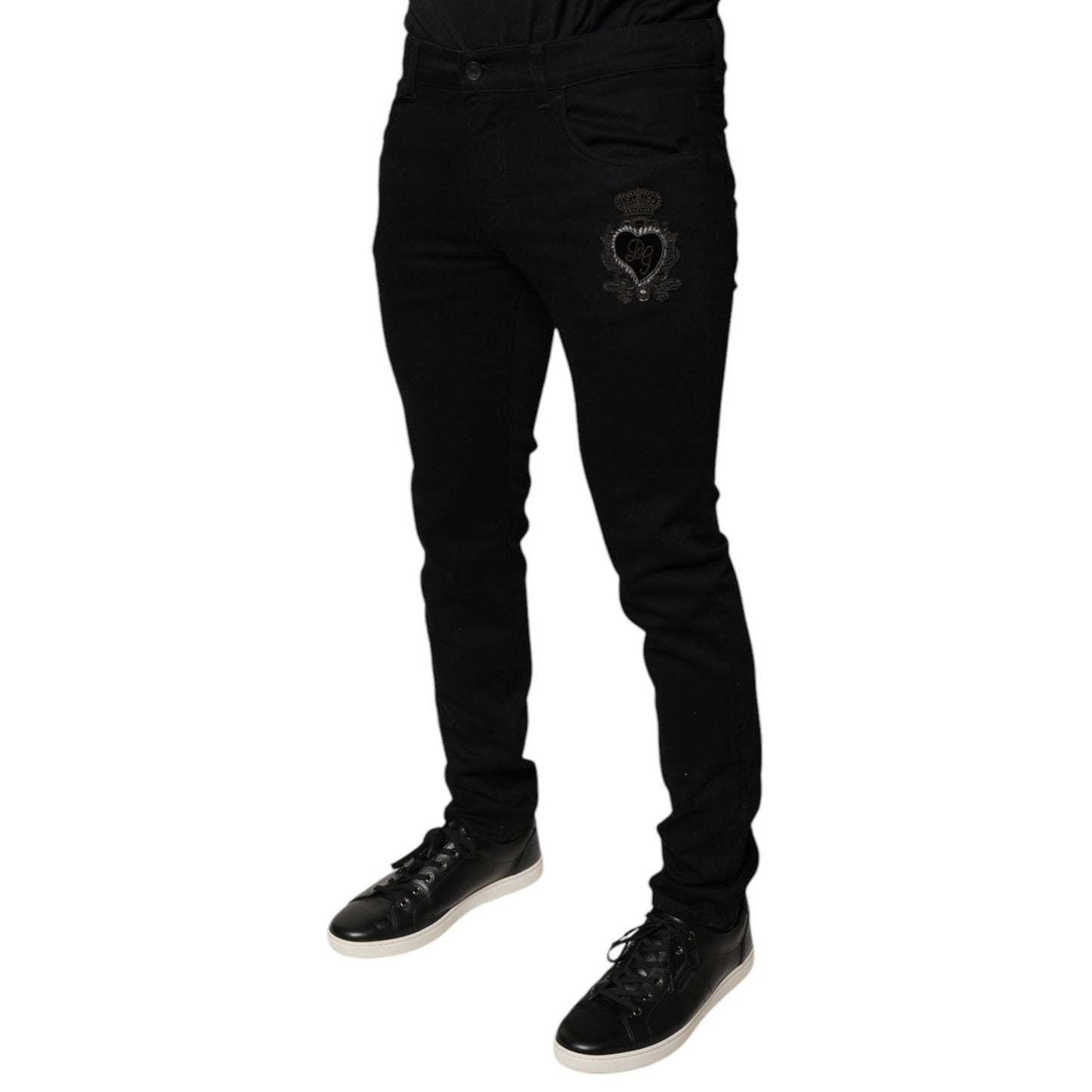Dolce & Gabbana Black DG Crown Logo Cotton Skinny Denim Jeans Dolce & Gabbana