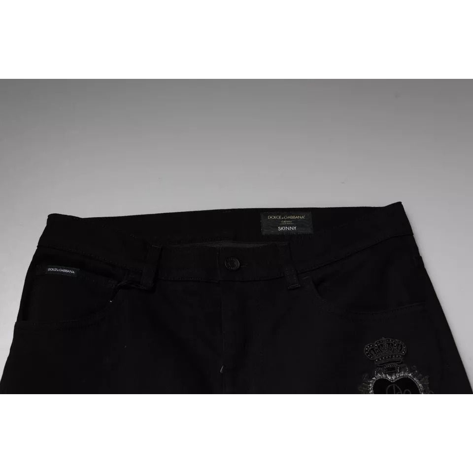 Dolce & Gabbana Black DG Crown Logo Cotton Skinny Denim Jeans Dolce & Gabbana