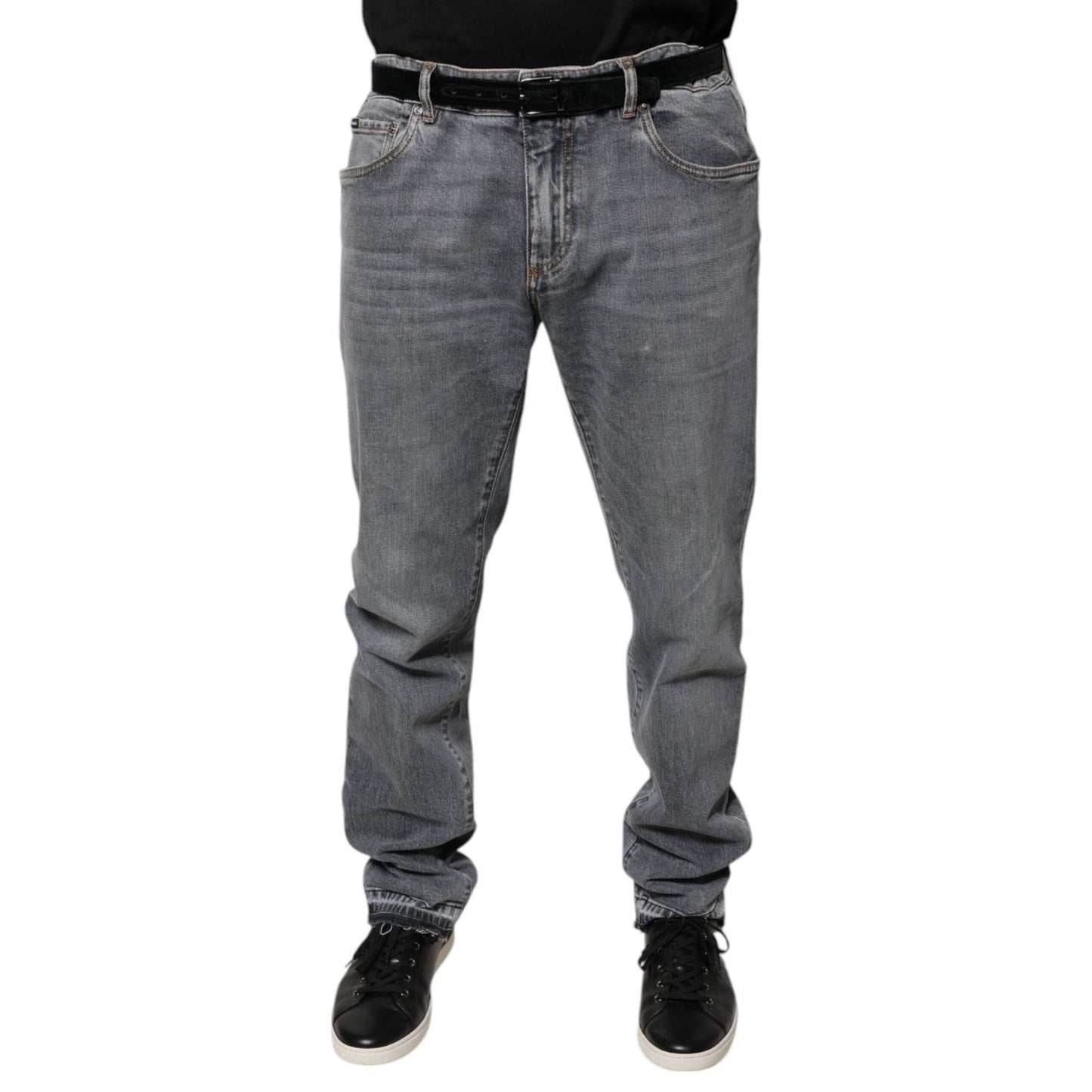 Dolce & Gabbana Gray Logo Cotton Stretch Skinny Denim Jeans