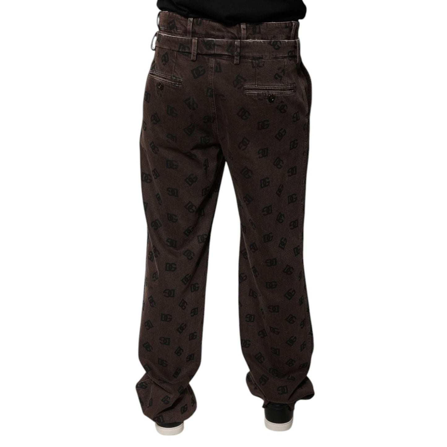 Dolce & Gabbana Brown Logo Cotton Straight Denim Jeans Dolce & Gabbana