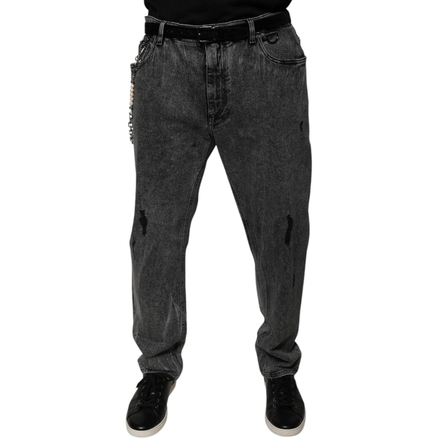 Dolce & Gabbana Dark Gray Cotton Skinny Denim Jeans Dolce & Gabbana