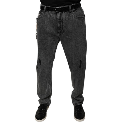Dolce & Gabbana Dark Gray Cotton Skinny Denim Jeans Dolce & Gabbana