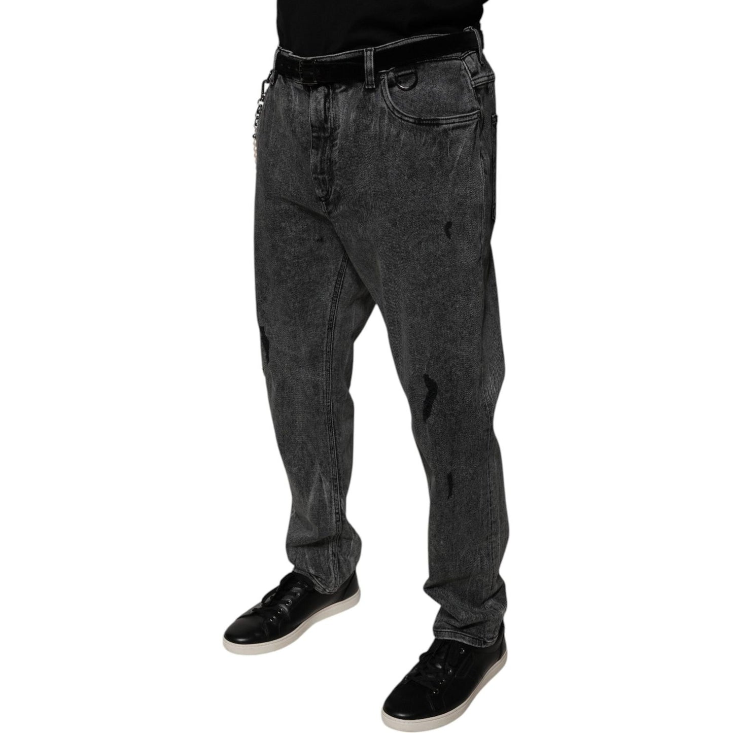 Dolce & Gabbana Dark Gray Cotton Skinny Denim Jeans Dolce & Gabbana