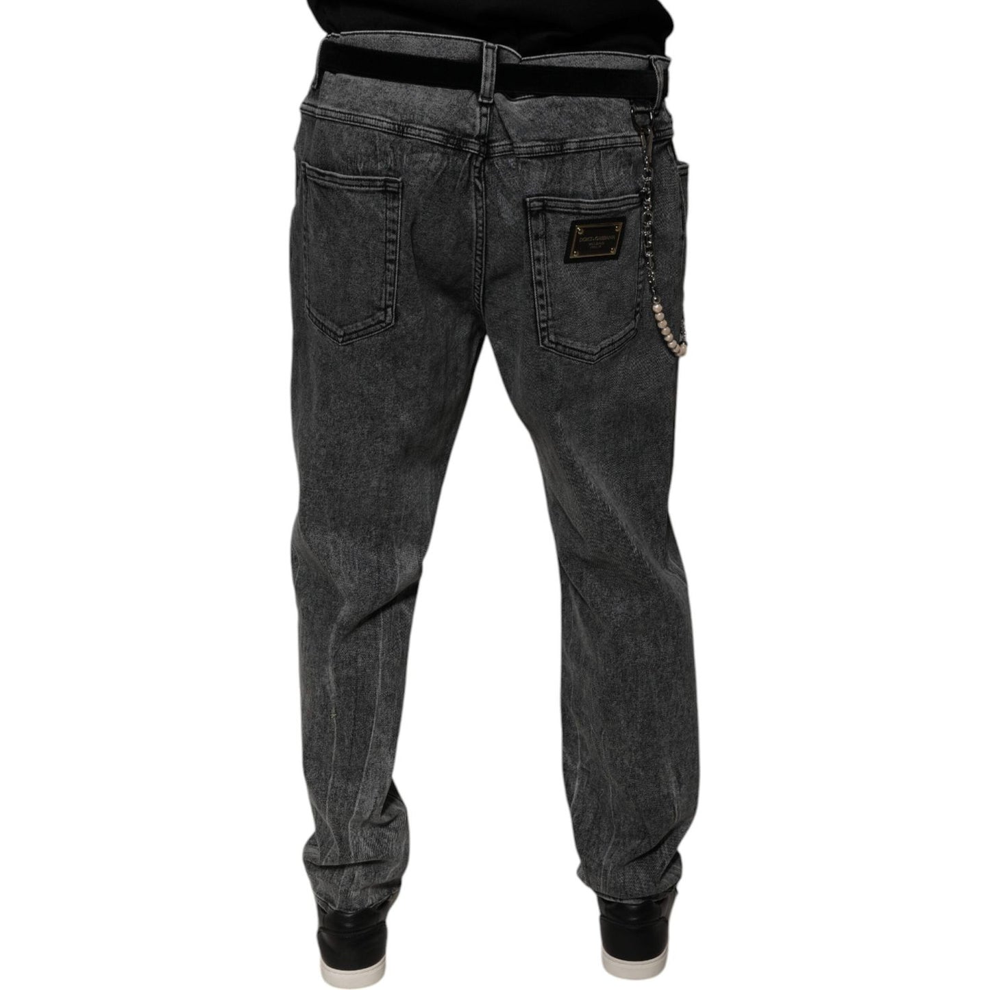 Dolce & Gabbana Dark Gray Cotton Skinny Denim Jeans Dolce & Gabbana