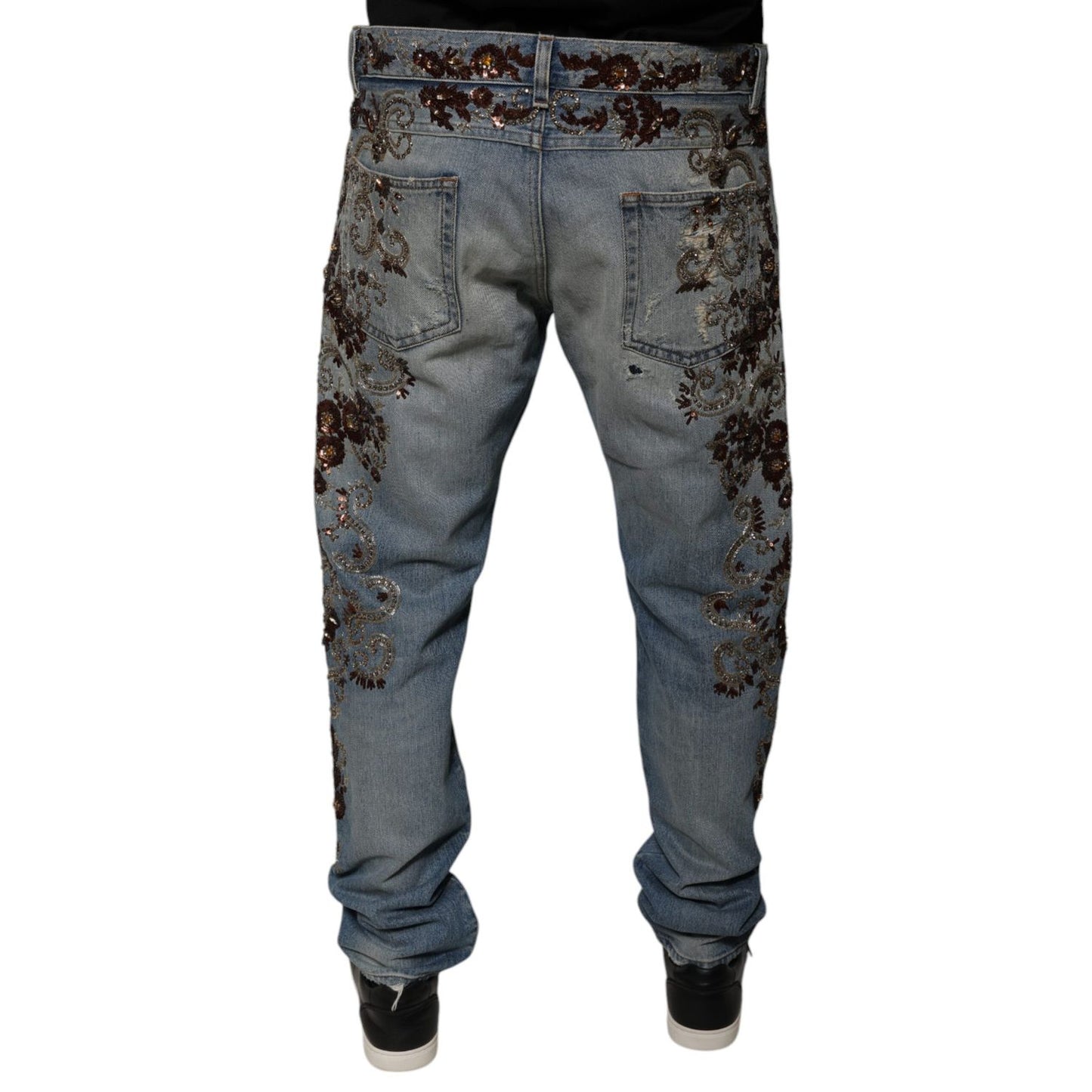 Dolce & Gabbana Light Blue Embroidered Skinny Denim Jeans Dolce & Gabbana