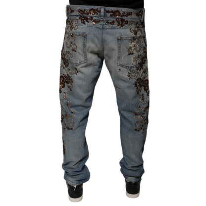 Dolce & Gabbana Light Blue Embroidered Skinny Denim Jeans Dolce & Gabbana