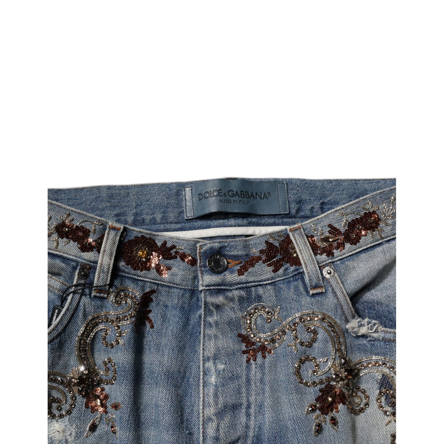 Dolce & Gabbana Light Blue Embroidered Skinny Denim Jeans Dolce & Gabbana