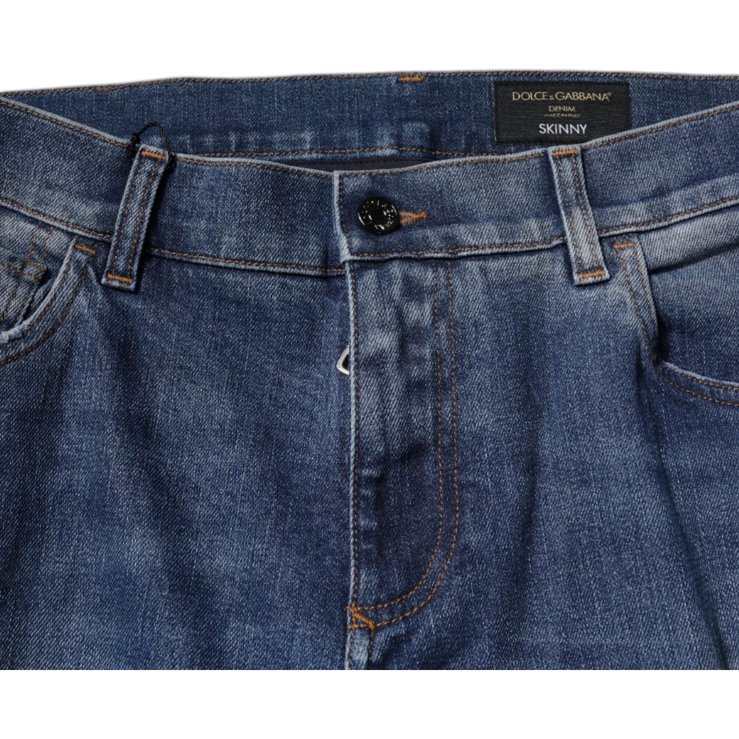 Dolce & Gabbana Blue Cotton Tattered Skinny Denim Jeans