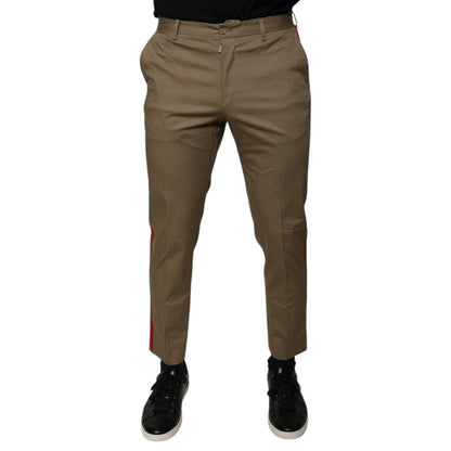 Dolce & Gabbana Brown Logo Men Casual Tapered Pants Dolce & Gabbana