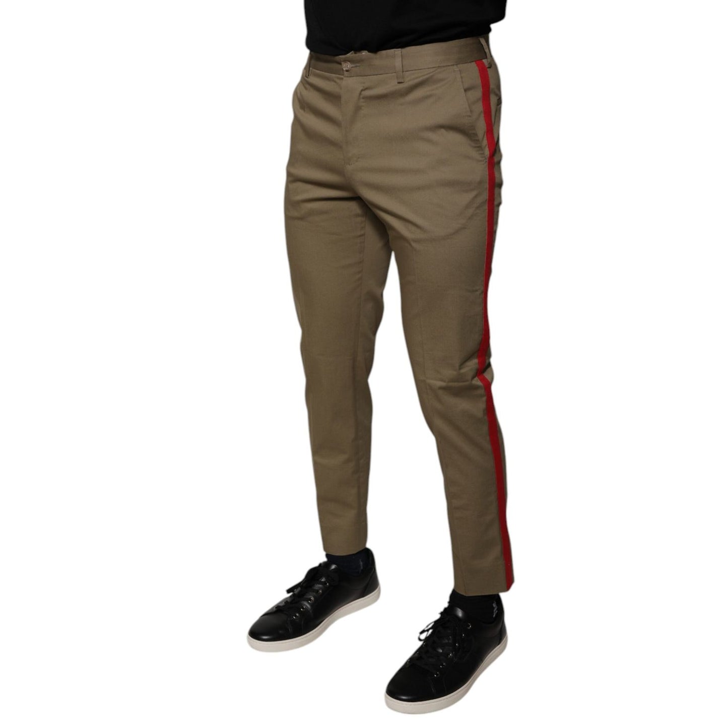 Dolce & Gabbana Brown Logo Men Casual Tapered Pants Dolce & Gabbana