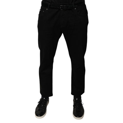 Dolce & Gabbana Black Cotton Stretch Logo Skinny Denim Jeans Dolce & Gabbana