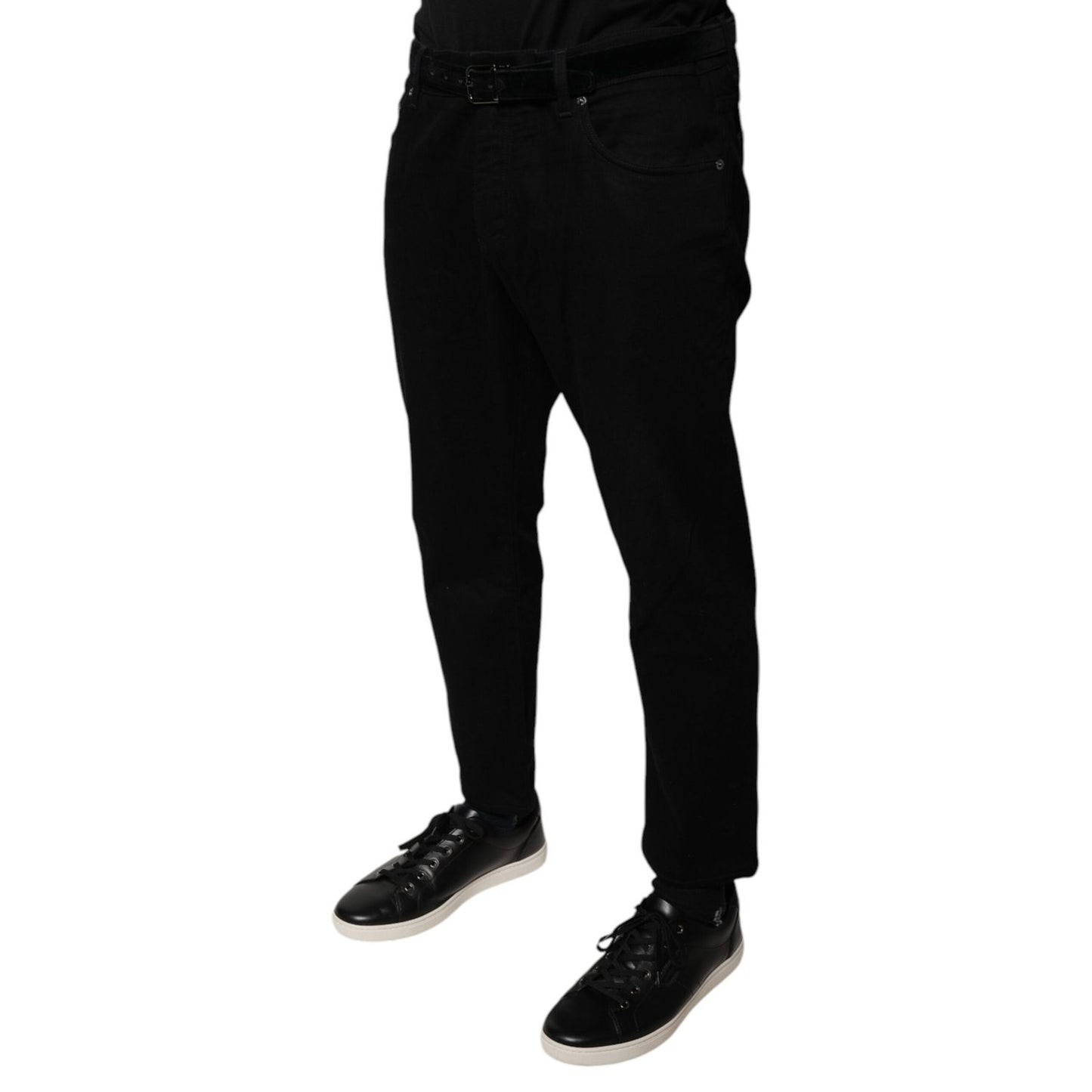 Dolce & Gabbana Black Cotton Stretch Logo Skinny Denim Jeans Dolce & Gabbana