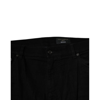 Dolce & Gabbana Black Cotton Stretch Logo Skinny Denim Jeans Dolce & Gabbana