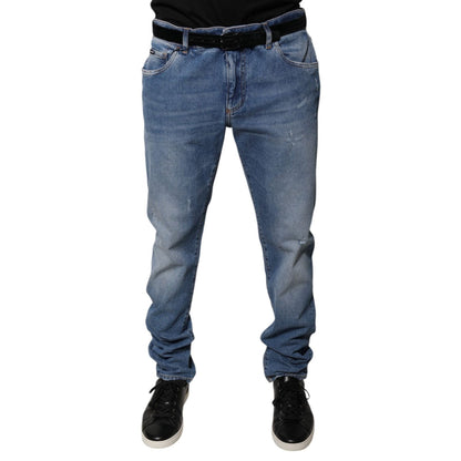 Dolce & Gabbana Light Blue Cotton Men Skinny Denim Jeans Dolce & Gabbana