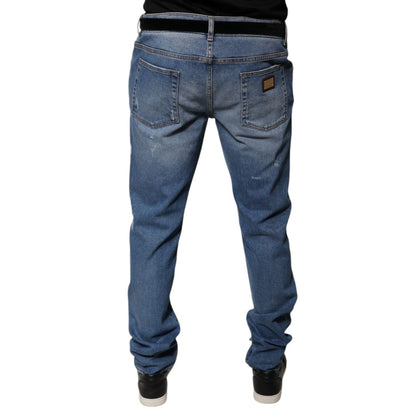 Dolce & Gabbana Light Blue Cotton Men Skinny Denim Jeans Dolce & Gabbana