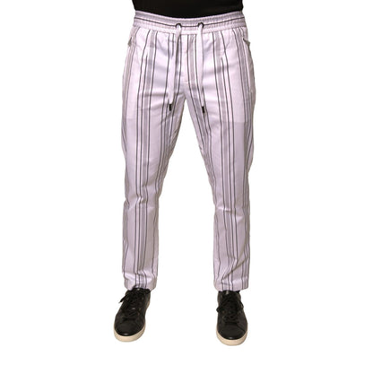 Dolce & Gabbana White Stripe Cotton Dress Skinny Pants Dolce & Gabbana
