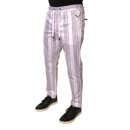 Dolce & Gabbana White Stripe Cotton Dress Skinny Pants Dolce & Gabbana