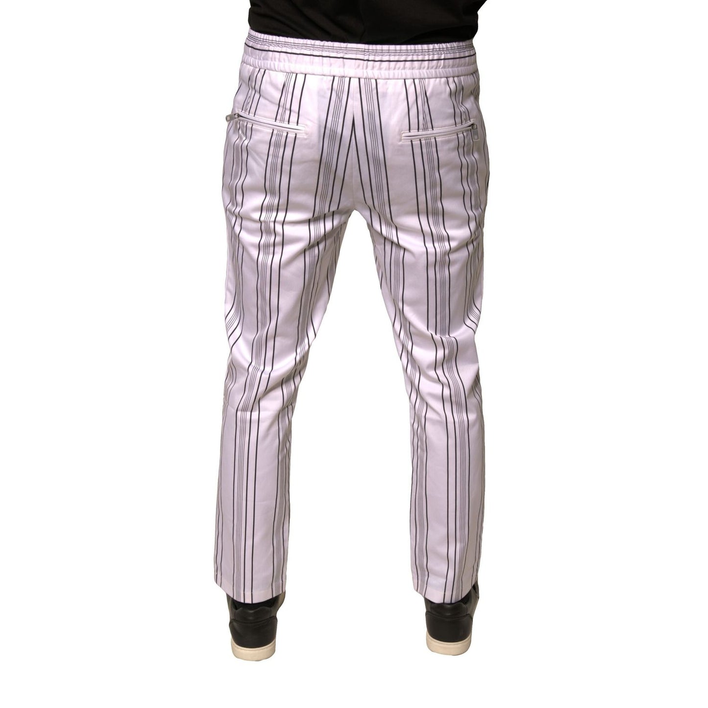 Dolce & Gabbana White Stripe Cotton Dress Skinny Pants Dolce & Gabbana
