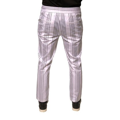 Dolce & Gabbana White Stripe Cotton Dress Skinny Pants Dolce & Gabbana