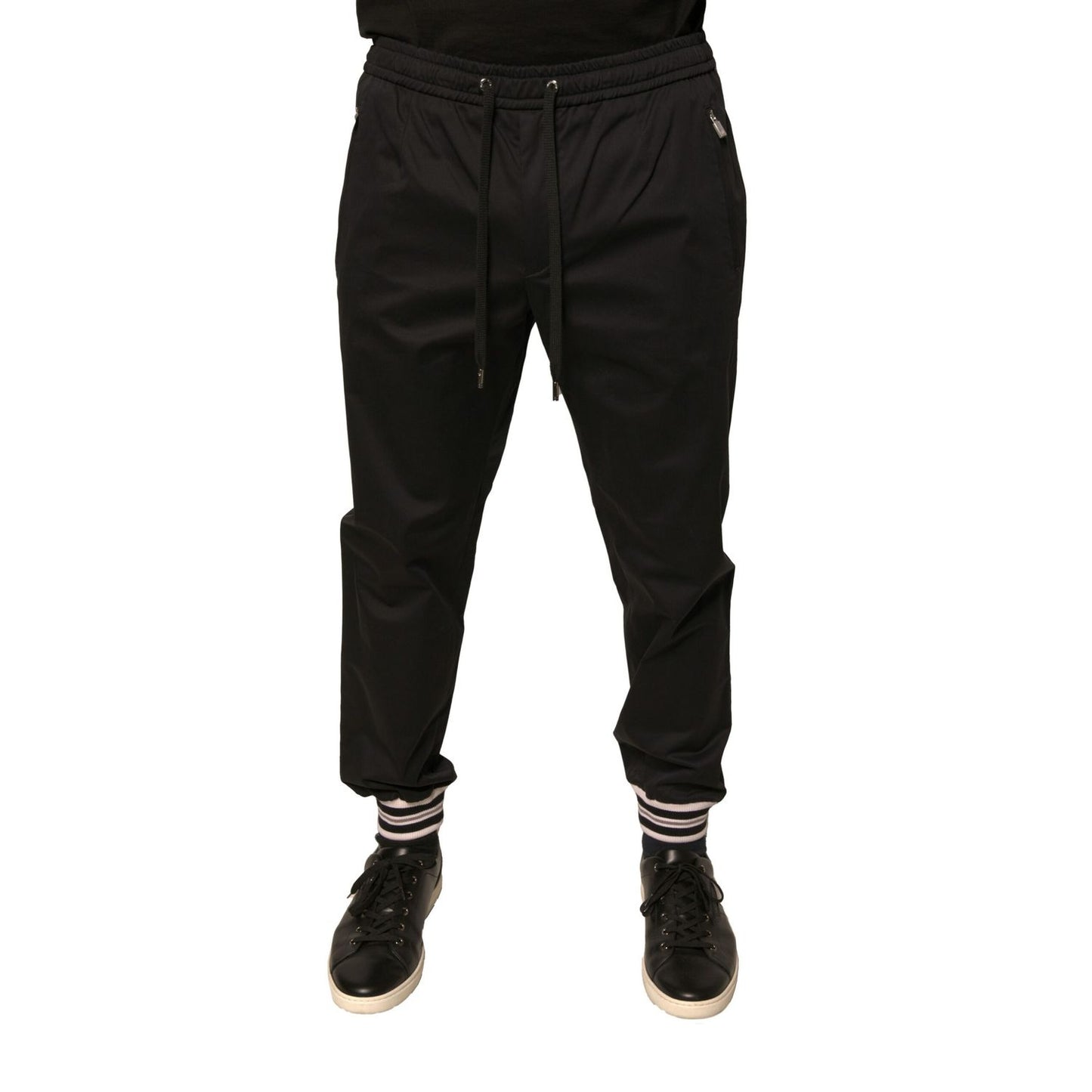 Dolce & Gabbana Black Cotton Stretch Jogger Sweatpants Pants Dolce & Gabbana
