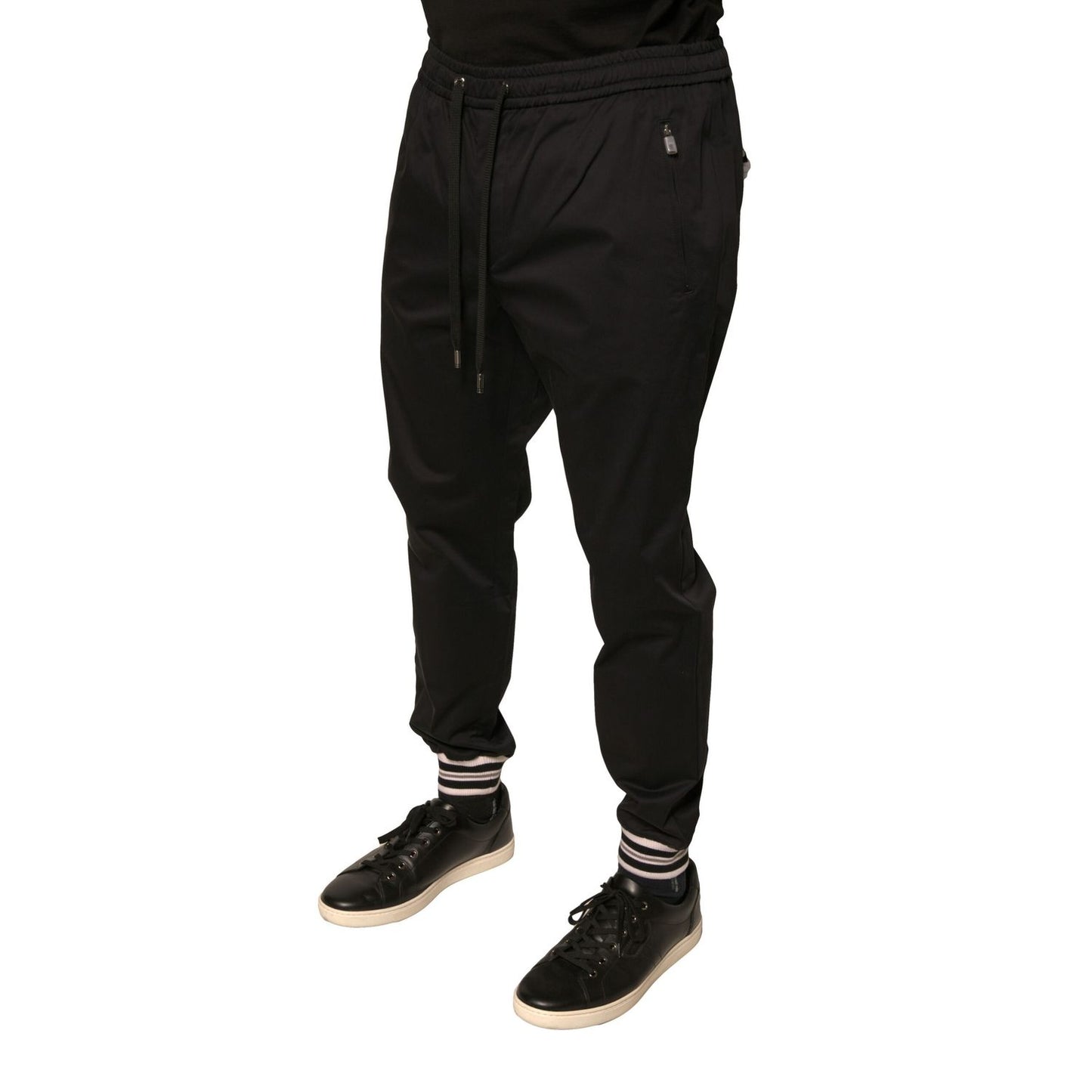 Dolce & Gabbana Black Cotton Stretch Jogger Sweatpants Pants Dolce & Gabbana