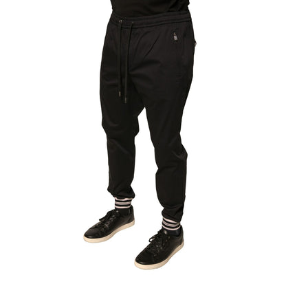 Dolce & Gabbana Black Cotton Stretch Jogger Sweatpants Pants Dolce & Gabbana