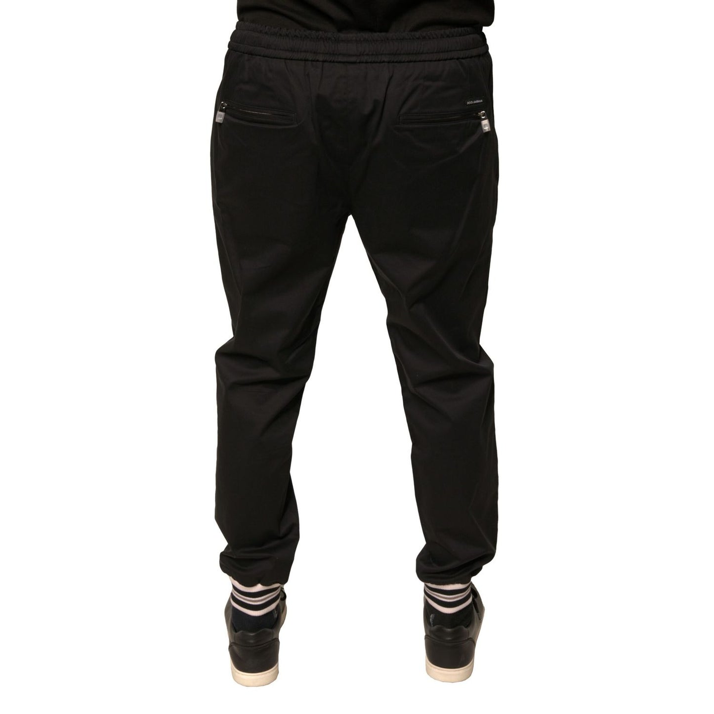 Dolce & Gabbana Black Cotton Stretch Jogger Sweatpants Pants Dolce & Gabbana