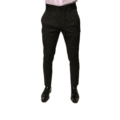 Dolce & Gabbana Black Brocade Polyester Skinny Men Dress Pants Dolce & Gabbana
