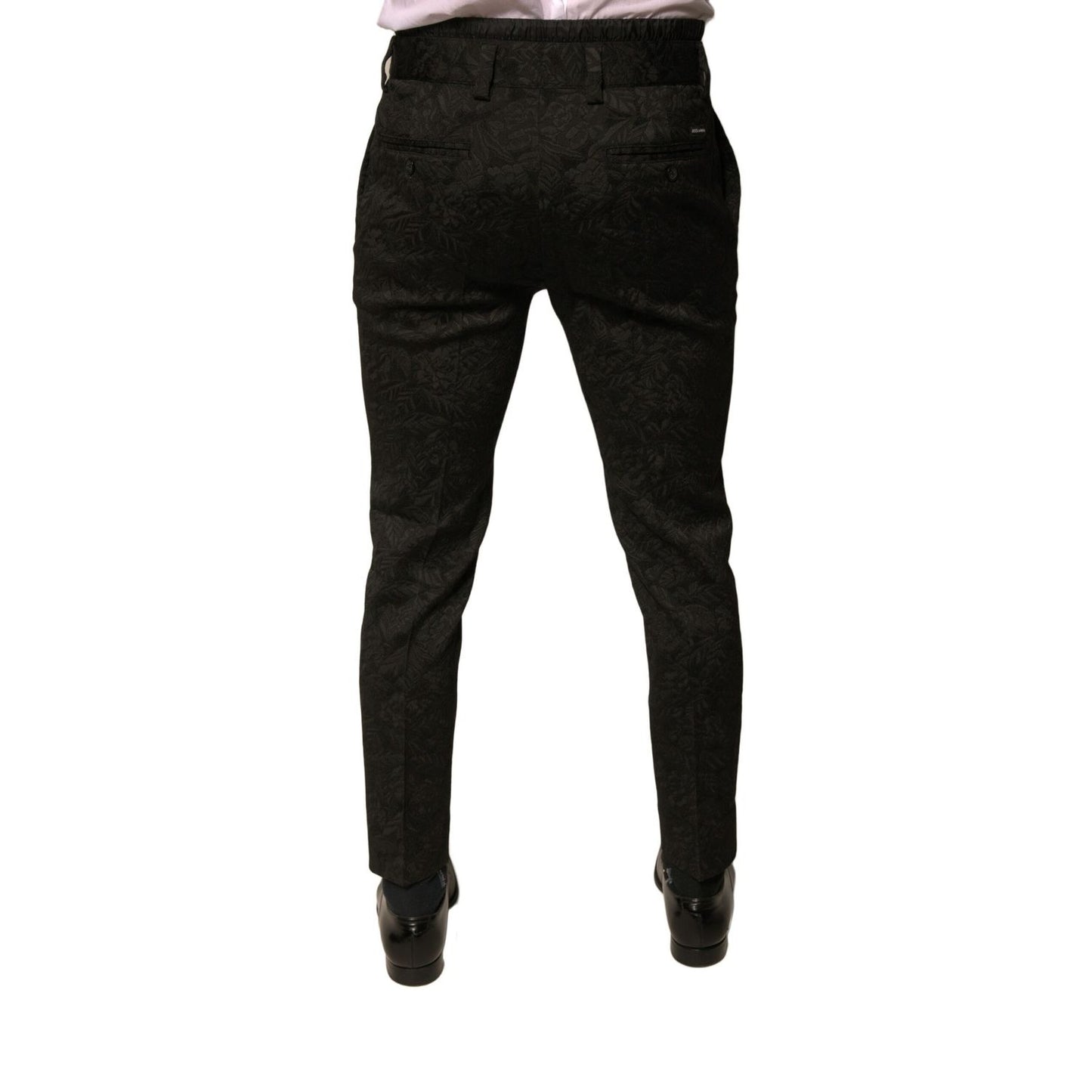 Dolce & Gabbana Black Brocade Polyester Skinny Men Dress Pants Dolce & Gabbana