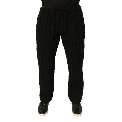 Dolce & Gabbana Black Wool Knitted Skinny Pants Dolce & Gabbana