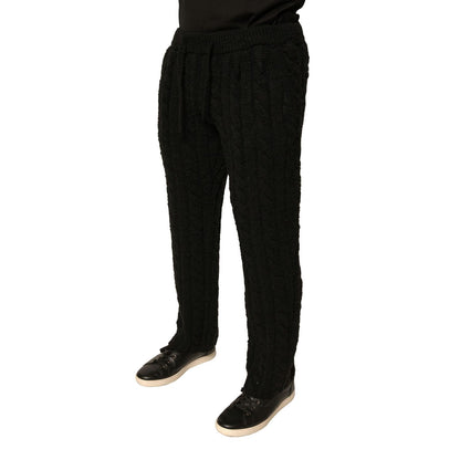 Dolce & Gabbana Black Wool Knitted Skinny Pants Dolce & Gabbana