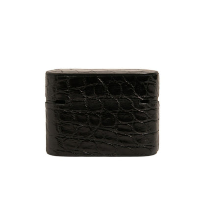 Dolce & Gabbana Black Leather Metal Logo Plaque Holder Airpods Case Dolce & Gabbana