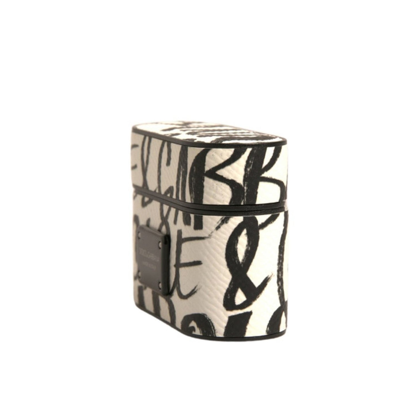 Dolce & Gabbana Black White Leather Scribble Embossed Logo Airpods Case Dolce & Gabbana