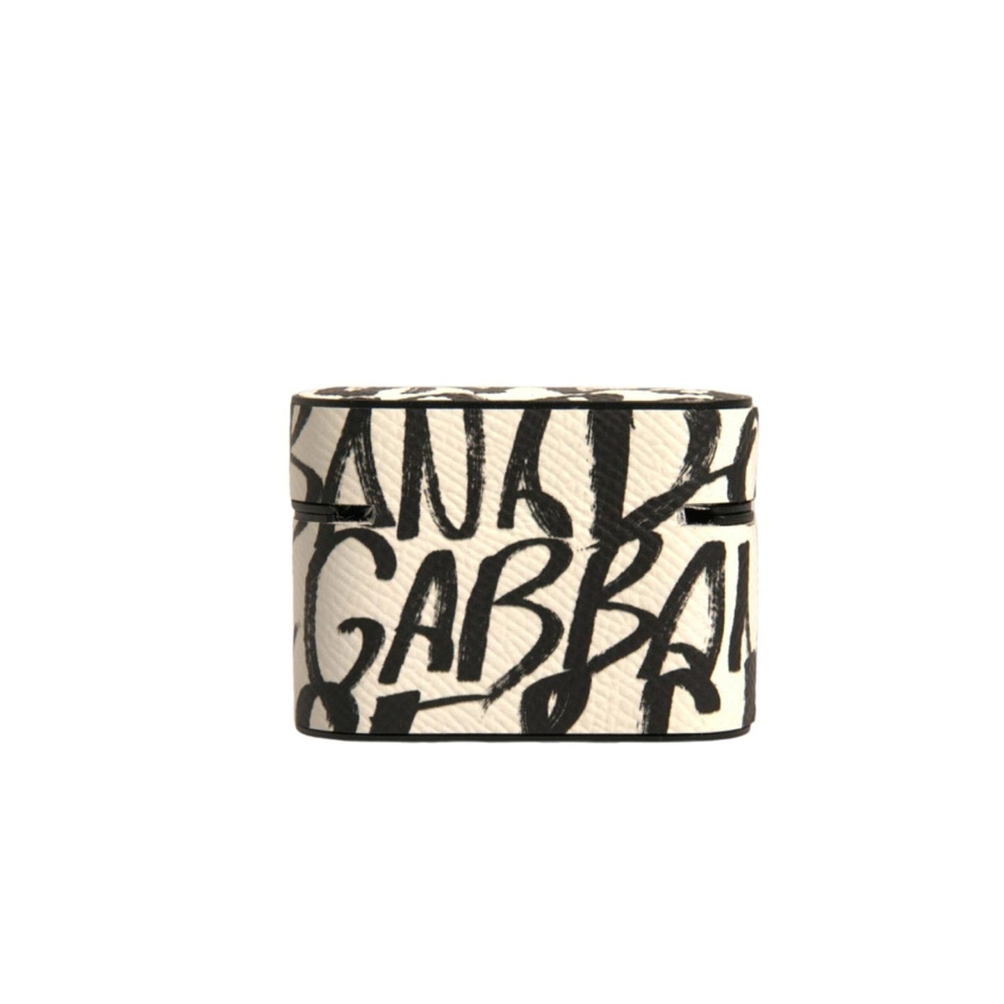 Dolce & Gabbana Black White Leather Scribble Embossed Logo Airpods Case Dolce & Gabbana