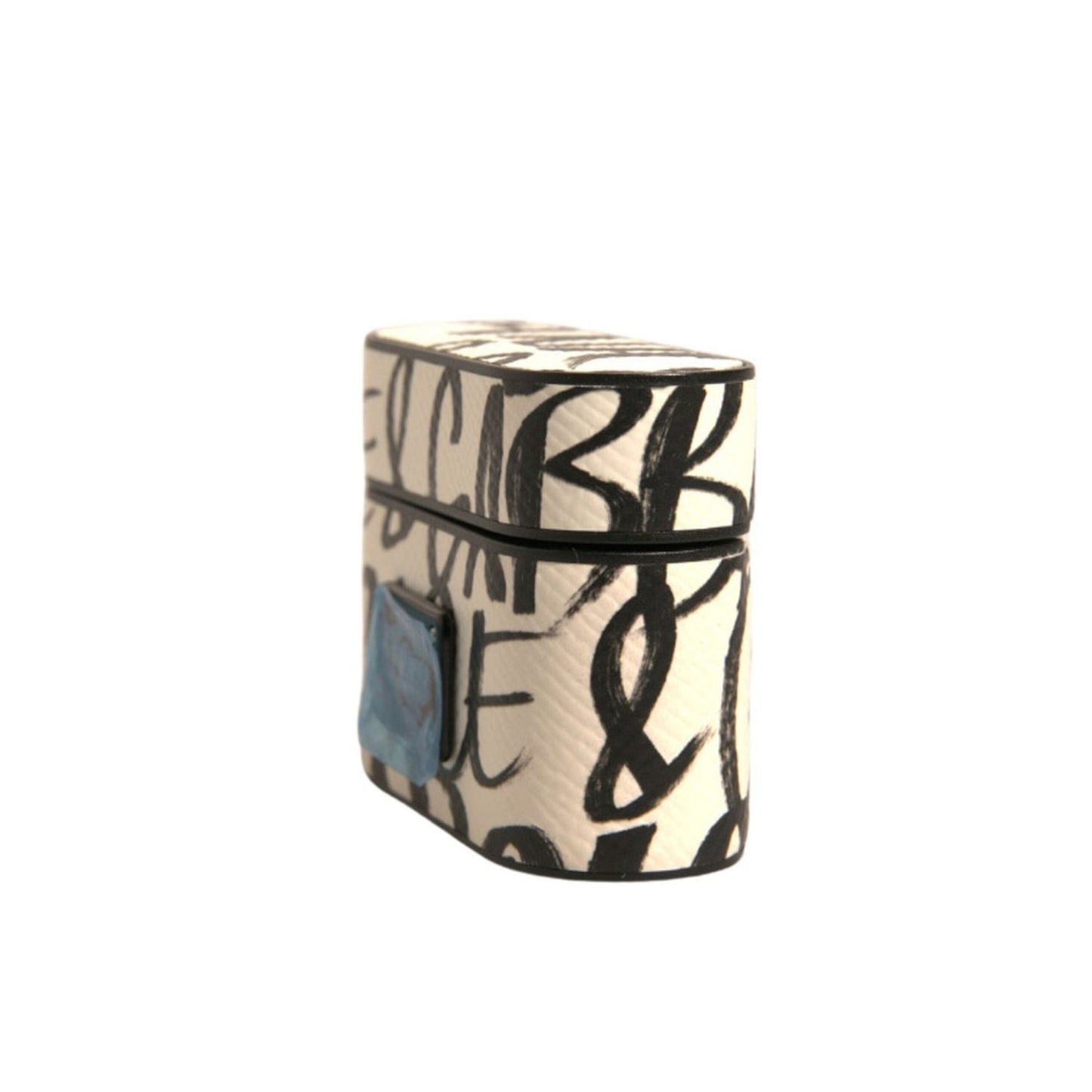 Dolce & Gabbana Black White Leather Scribble Embossed Logo Airpods Case Dolce & Gabbana