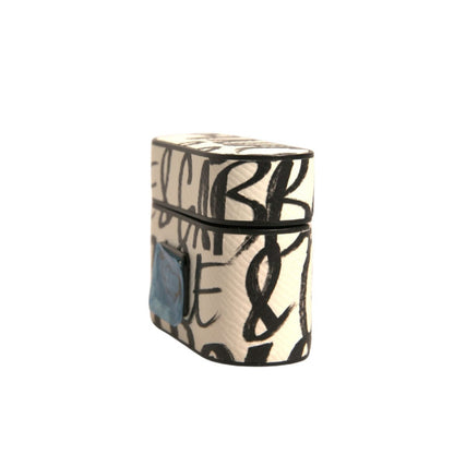 Dolce & Gabbana Black White Leather Scribble Embossed Logo Airpods Case Dolce & Gabbana