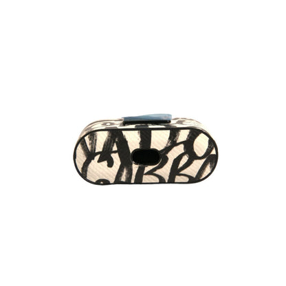 Dolce & Gabbana Black White Leather Scribble Embossed Logo Airpods Case Dolce & Gabbana