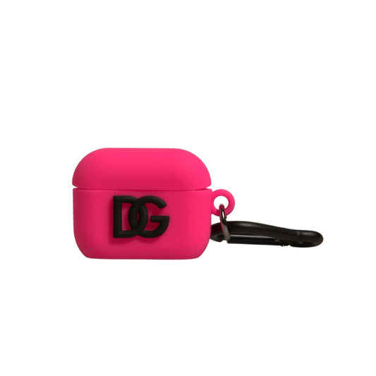 Dolce & Gabbana Pink Silicone Rubber Logo Embossed Airpods Case SMY10604