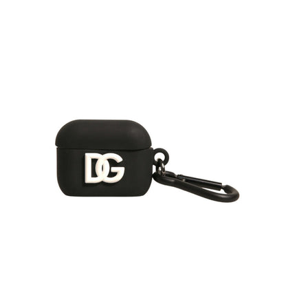 Dolce & Gabbana Black Silicone Rubber Logo Embossed Airpods Case Dolce & Gabbana