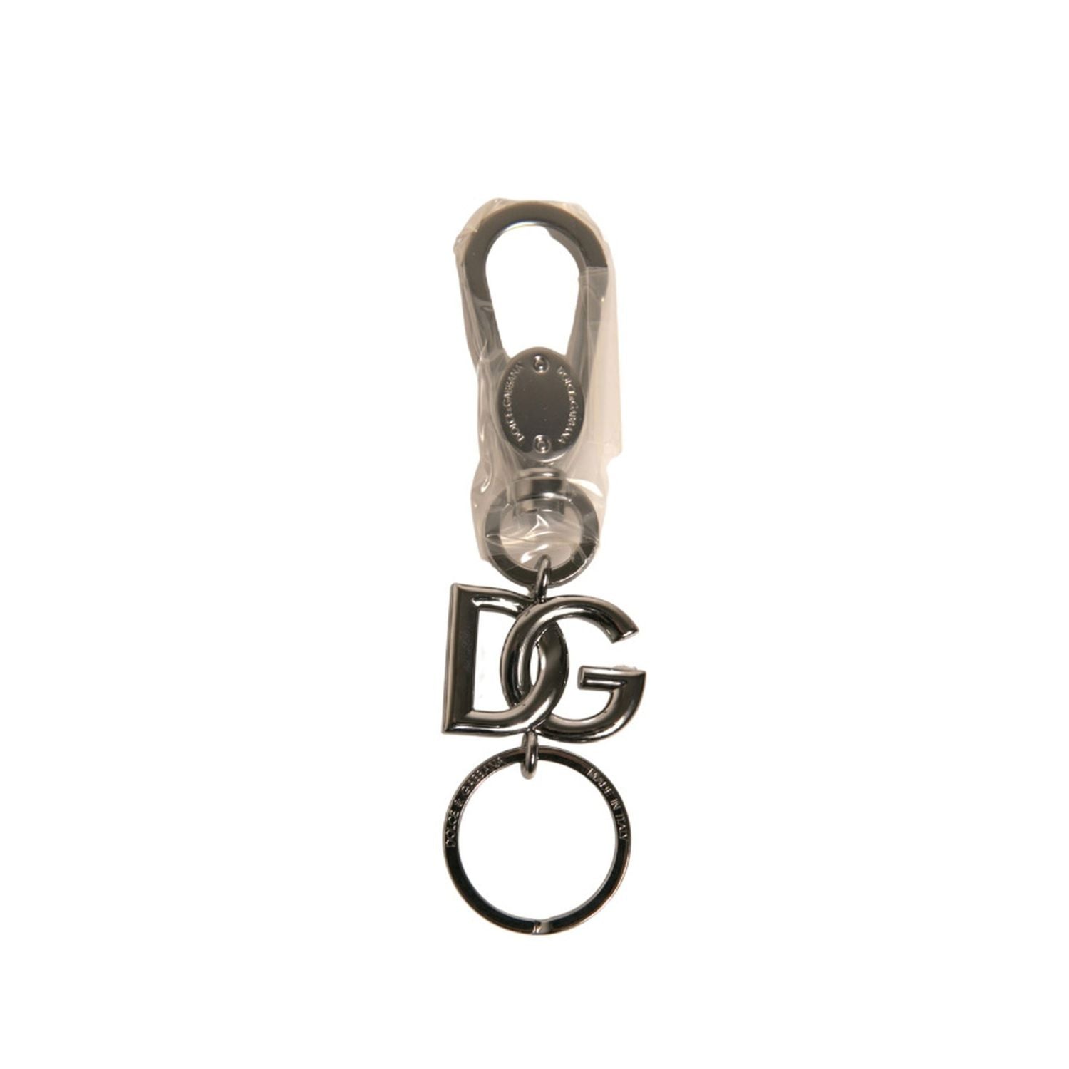 Dolce & Gabbana Silver Brass DG Logo Keychain Metal Ring Keyring