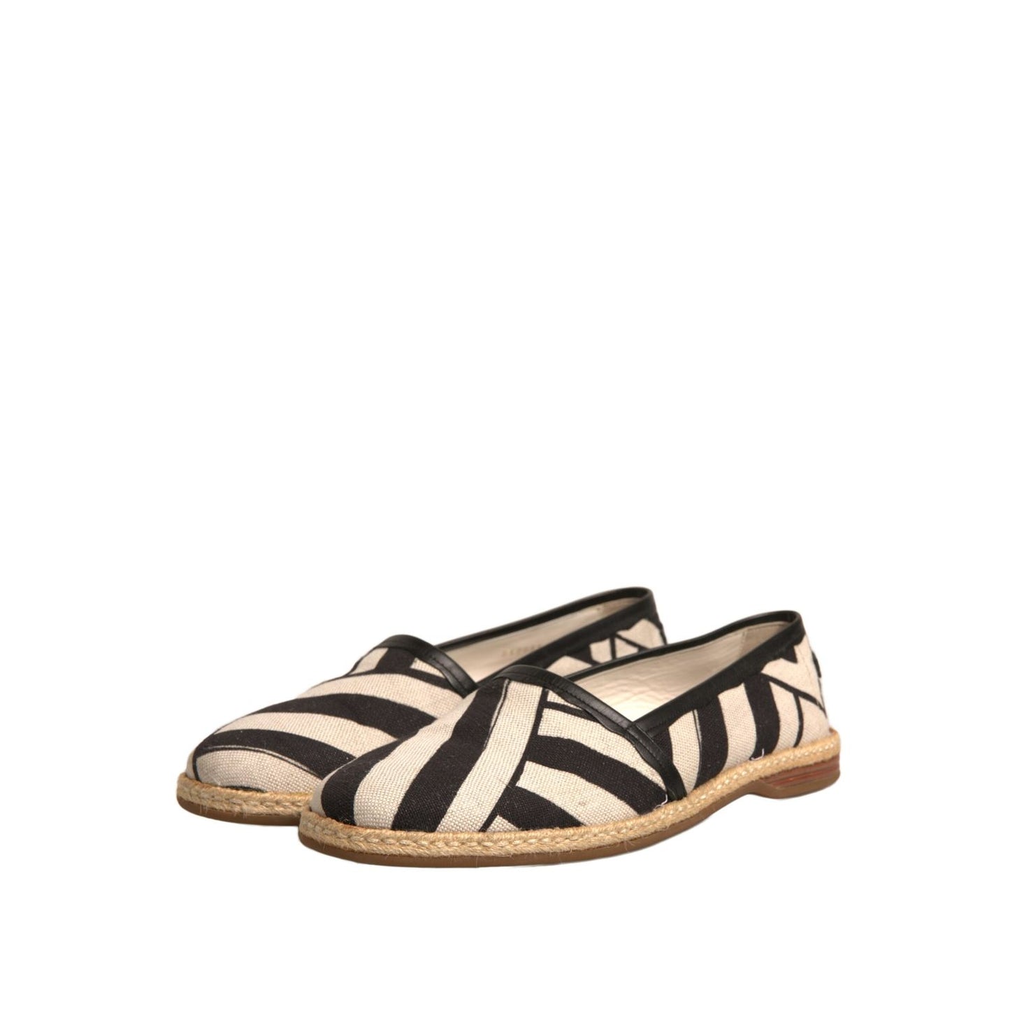 Dolce & Gabbana Black White Stripes Slip On Espadrille Shoes