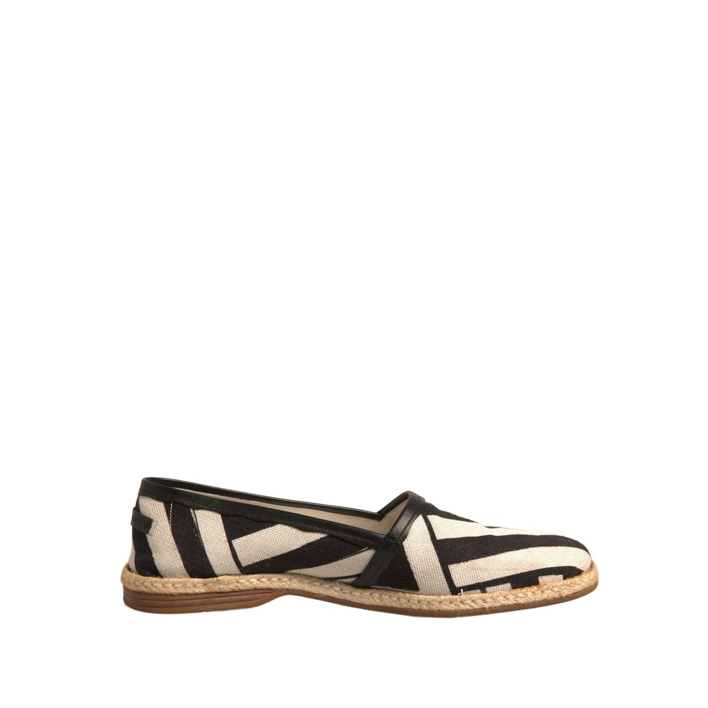Dolce & Gabbana Black White Stripes Slip On Espadrille Shoes