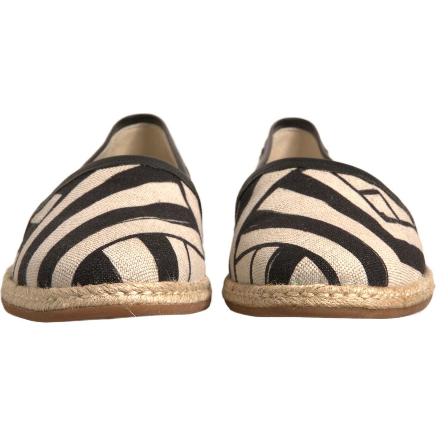 Dolce & Gabbana Black White Stripes Slip On Espadrille Shoes