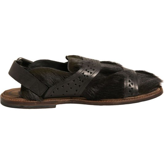Dolce & Gabbana Green Gazelle Hair Leather Flats Sandals Shoes MV6960-43