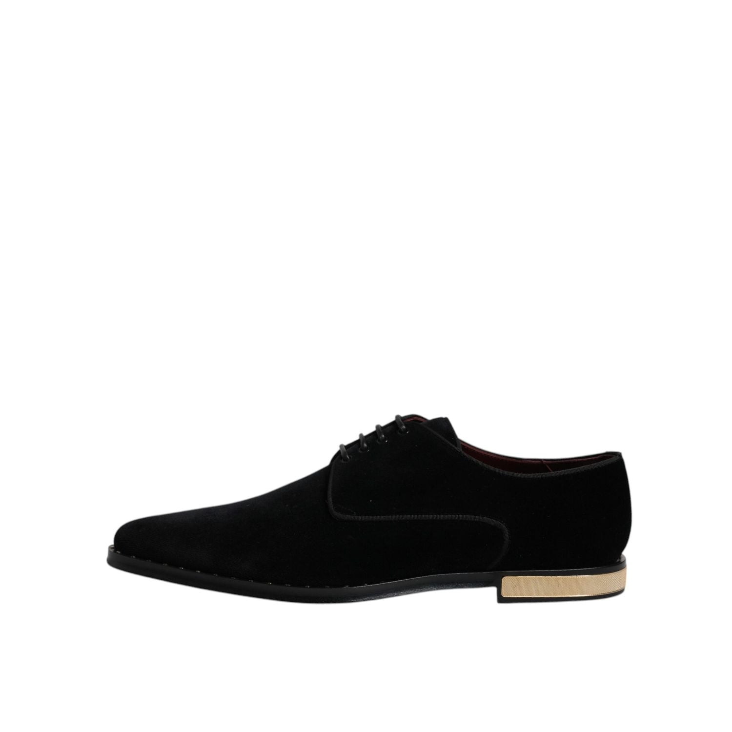 Dolce & Gabbana Black Velvet Cotton Lace Up Derby Shoes