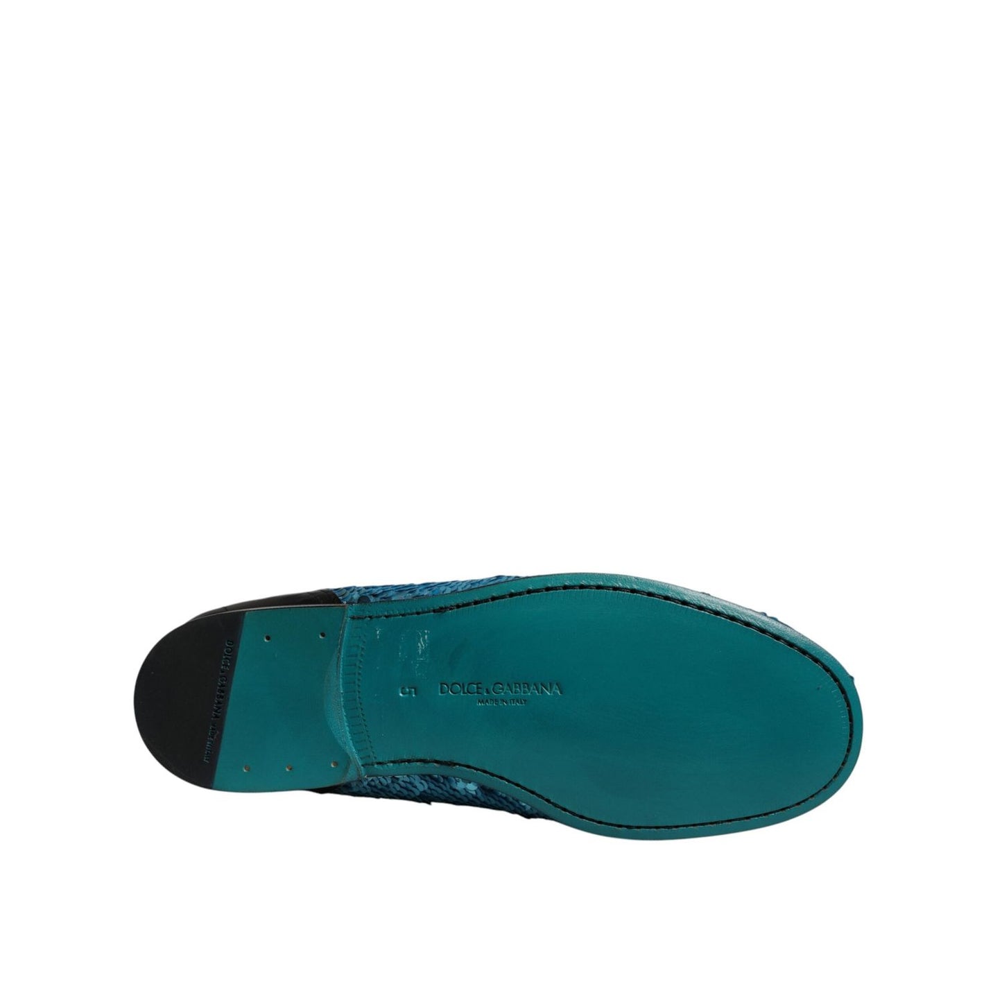 Dolce & Gabbana Blue Sequined Loafers Formal Dress Shoes