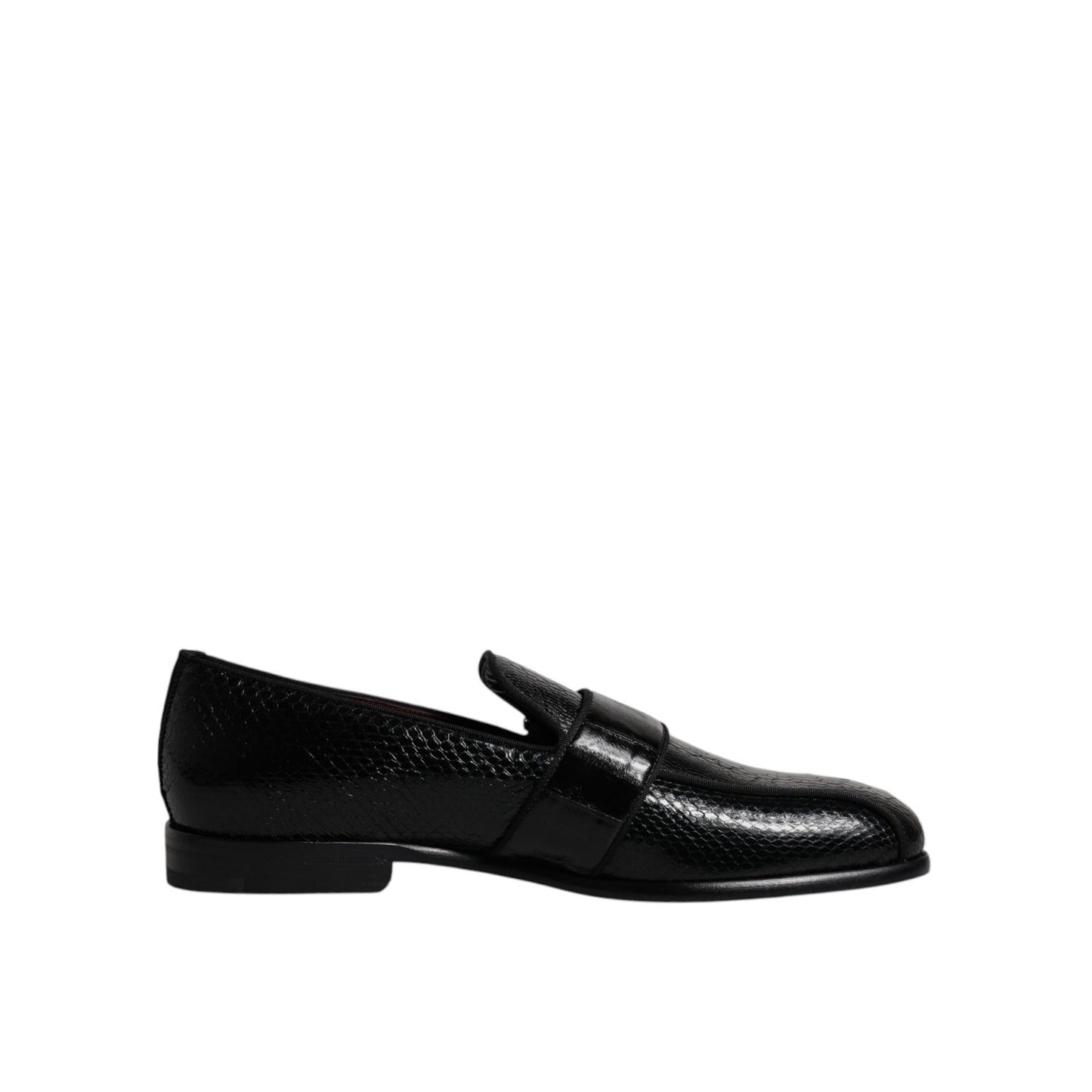 Dolce & Gabbana Black Exotic Leather DG Logo Loafers Formal Dress Shoes