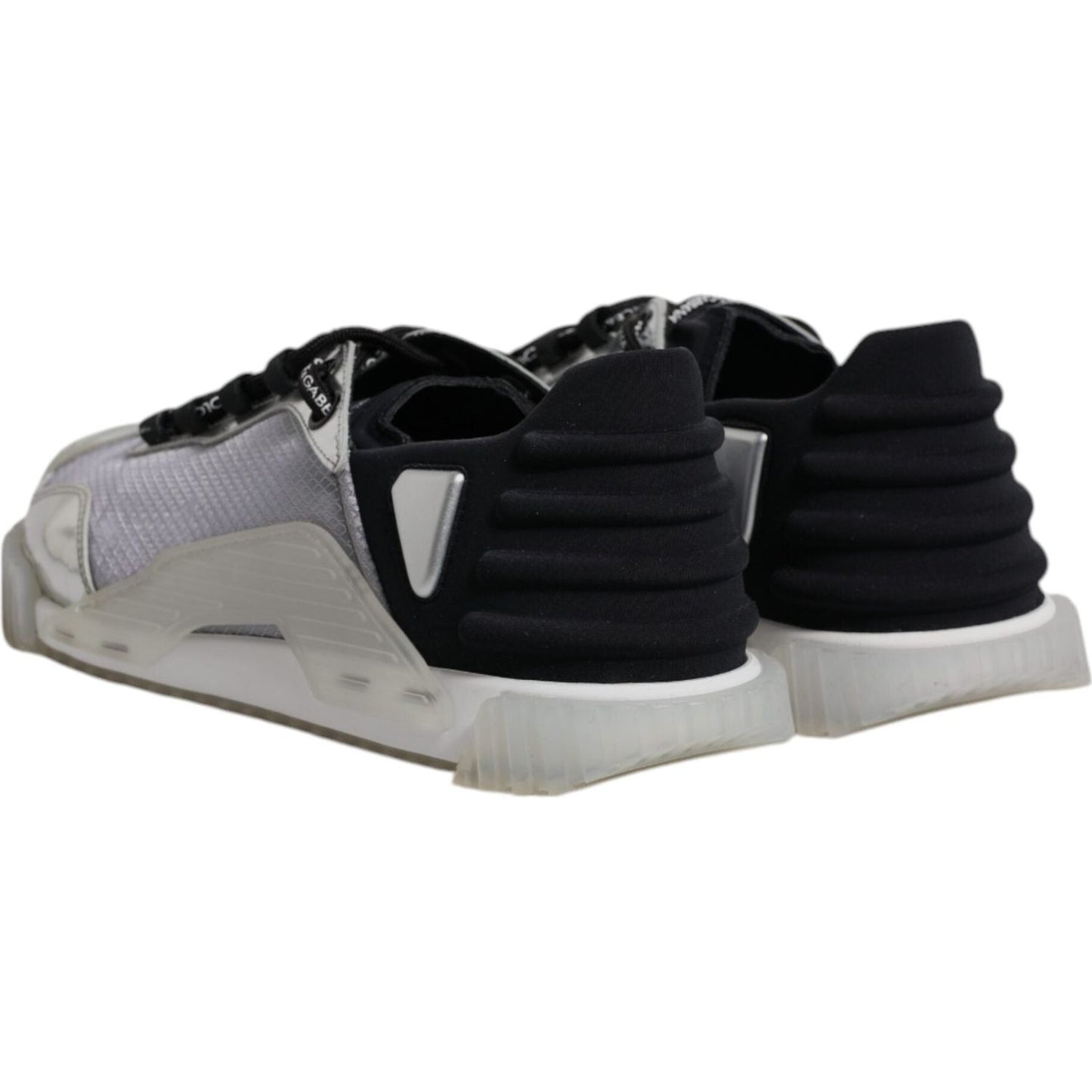 Dolce & Gabbana Silver Black Nylon NS1 Low Top Sneakers Shoes