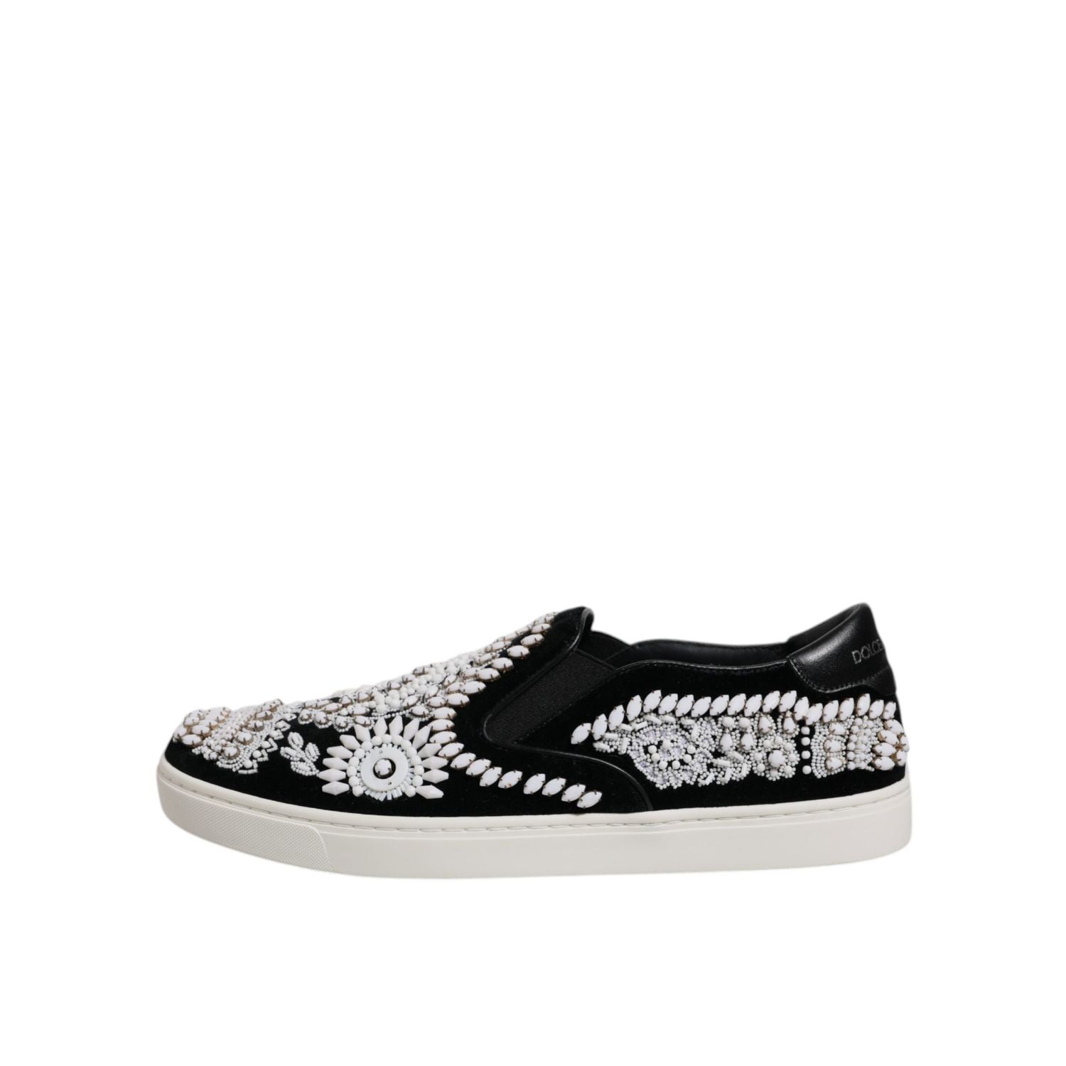 Dolce & Gabbana Black Embellished London Men Slip On Shoes