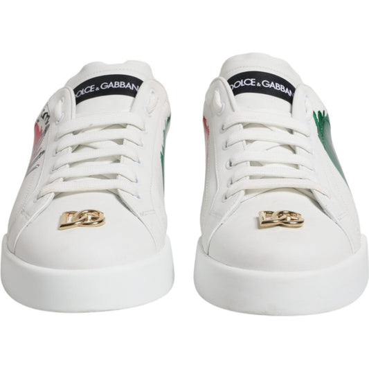 Dolce & Gabbana White Portofino Made In Italy Print Sneakers Shoes MV6780-41